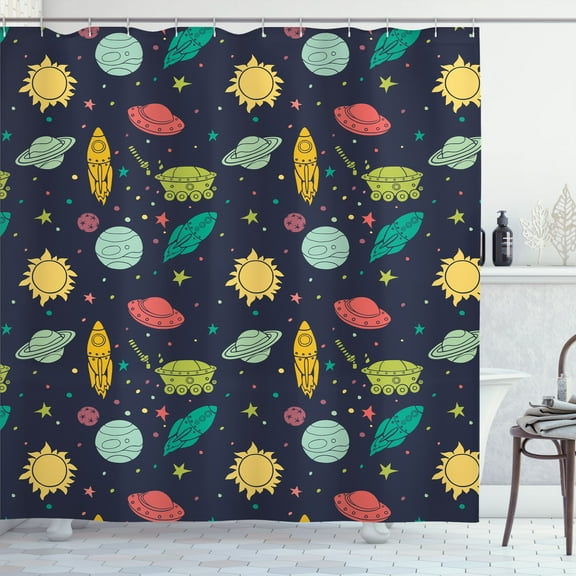 Ambesonne Outer Space Shower Curtain, Galaxy Themed Image Art, 69"Wx70"L, Multicolor
