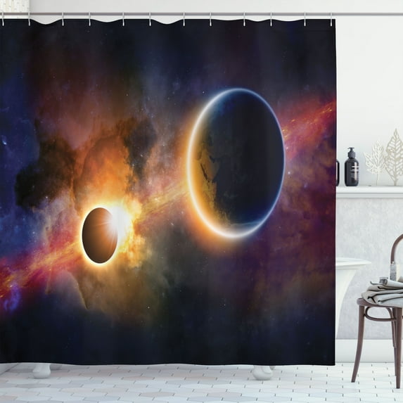 Ambesonne Outer Space Shower Curtain, Planet Earth Stars, 69"Wx70"L, Multicolor
