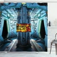 thumbnail image 1 of Ambesonne Outer Space Shower Curtain, Ship Station Base, 69"Wx75"L, Blue Black Orange, 1 of 5