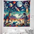 thumbnail image 1 of Ambesonne Outer Space Tapestry Queen Size, Surreal Astronaut Moon, 88"x88", Multicolor Teal Red, 1 of 2