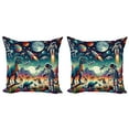 thumbnail image 1 of Ambesonne Outer Space Throw Pillow Cover 2 Pack, Surreal Astronaut Moon, 16", Multicolor Teal Red, 1 of 7