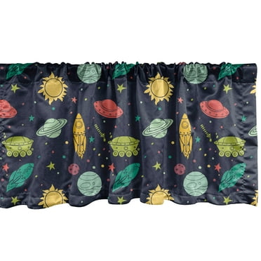 Ambesonne Outer Space Window Valance, Galaxy Themed Image Art, 54" X 18", Multicolor