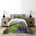 thumbnail image 1 of Ambesonne Outhouse Quilted Bedspread Set 2 Pcs, Farm Village Rustic, Twin Size, Dark Grey Sky Blue, 1 of 6