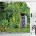 thumbnail image 1 of Ambesonne Outhouse Shower Curtain, Spring Forest Worn Hut, 69"Wx84"L, Fern Green and Grey, 1 of 3