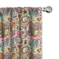 thumbnail image 1 of Ambesonne Owl Curtains, Cartoon Flying Animals, Pair of 28"x95", Multicolor, 1 of 5