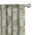 thumbnail image 1 of Ambesonne Owl Curtains, Sketch Cat Looking Birds, Pair of 28"x84", Brown Reseda Green, 1 of 5