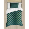 thumbnail image 1 of Ambesonne Owl Duvet Cover Sets, Birds on Branches Full Moon, 2-Twin, Dark Sky Blue Yellow, 1 of 4