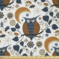thumbnail image 1 of Ambesonne Owl Fabric by the Yard Microfiber, Scandinavian Style Birds Art, 5 Yards, Burnt Orange and Slate Blue, 1 of 2