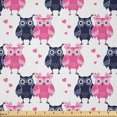 thumbnail image 1 of Ambesonne Owl Fabric by the Yard Microfiber, Valentines Animals Lovebirds, 10 Yards, Navy Blue Pink and White, 1 of 2