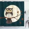 thumbnail image 1 of Ambesonne Owl Feather Shower Curtain, Night Bird Moon Branch, 69"Wx84"L, Dark Teal Brown and Eggshell, 1 of 4