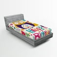 thumbnail image 1 of Ambesonne Owl Fitted Sheet, Funny Greeting Doodle Art, Twin XL Size, Multicolor, 1 of 3