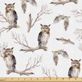 thumbnail image 1 of Ambesonne Owl Lover Fabric by the Yard Upholstery, Autumn Forest Birds Print, 10 Yards, Pale Brown Grey White, 1 of 5