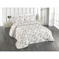 thumbnail image 1 of Ambesonne Owl Lover Quilted Bedspread Set 3 Pcs, Autumn Forest Birds Print, Queen, Pale Brown Grey White, 1 of 4