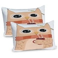 thumbnail image 1 of Ambesonne Owl Pillow Sham 2 Pack, Animal Coffee Student, 26"x20", Cinnamon Sand Brown, 1 of 3