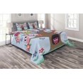 thumbnail image 1 of Ambesonne Owl Quilted Coverlet 3 Pcs, Birds and Butterflies, Queen Size, Multicolor, 1 of 2