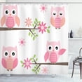 thumbnail image 1 of Ambesonne Owl Shower Curtain, Spring Floral Owls, 69"Wx75"L, White Green Pink, 1 of 5