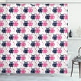 thumbnail image 1 of Ambesonne Owl Shower Curtain, Valentines Animals Lovebirds, 69"Wx84"L, Navy Blue Pink and White, 1 of 4