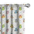 thumbnail image 1 of Ambesonne Owls Curtains, Angry Funny Cartoon, Pair of 28"x84", Multicolor, 1 of 5