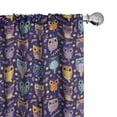 thumbnail image 1 of Ambesonne Owls Curtains, Leaves Stars Comic, Pair of 28"x84", Multicolor, 1 of 5
