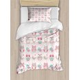 thumbnail image 1 of Ambesonne Owls Duvet Cover Sets, Birds Stars Moon Pastel, 2-Twin, Almond Green Pink Tan, 1 of 3