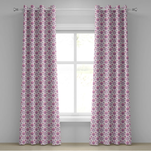 Ambesonne Owls Grommet Curtain, Sleeping Birds Moon Stars, 50" x 120", Pink Lavender