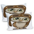 thumbnail image 1 of Ambesonne Owls Pillow Sham 2 Pack, Pilot Hat Big Eyes Comic, 30"x20", Yellow Brown Cocoa, 1 of 3