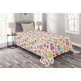 thumbnail image 1 of Ambesonne Owls Quilted Bedspread Set 2 Pcs, Flowers Nostalgic, Twin Size, Multicolor, 1 of 6