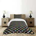 thumbnail image 1 of Ambesonne Owls Quilted Bedspread Set 2 Pcs, Funny Confused Serious, Twin Size, Black Multicolor, 1 of 6