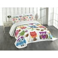 thumbnail image 1 of Ambesonne Owls Quilted Bedspread Set 3 Pcs, Cheerleader League Team, Queen Size, Multicolor, 1 of 5