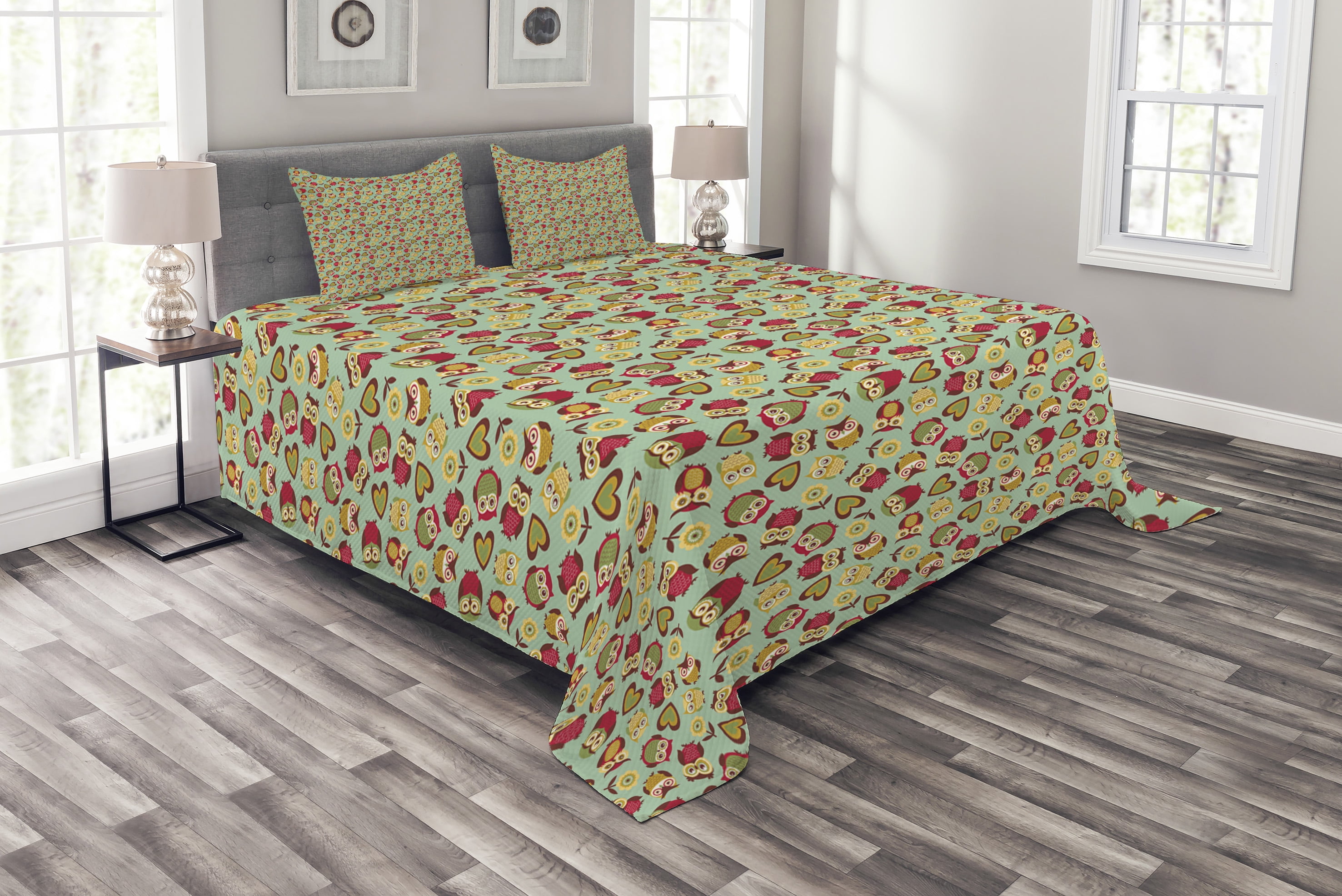 White King Size Quilted Bedspread Set for Kids Unisex