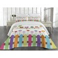thumbnail image 1 of Ambesonne Owls Quilted Coverlet 3 Pcs, Bird on Branch Sunny Day, Queen Size, Multicolor, 1 of 4