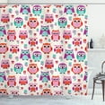 thumbnail image 1 of Ambesonne Owls Shower Curtain, Happy Modern, 69"Wx84"L, Orange Fuchsia Seafoam, 1 of 5