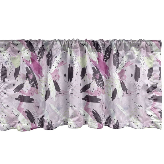 Ambesonne Paint Window Valance, Paintbrush Strokes and Blots, 54" X 18", Pale Mauve Multicolor