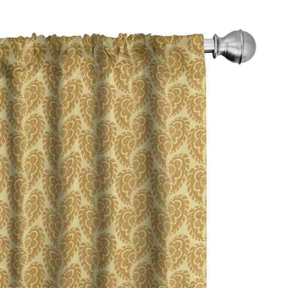 Ambesonne Paisley Window Curtains, Earthy Tones Tribal Art, Each 28" W x 63" L, Dark Mustard Beige