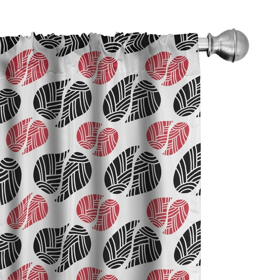 Ambesonne Paisley 4-Panel Curtains, Ethnic Floral Motifs Art, 56"x95", Charcoal Grey Dark Pink