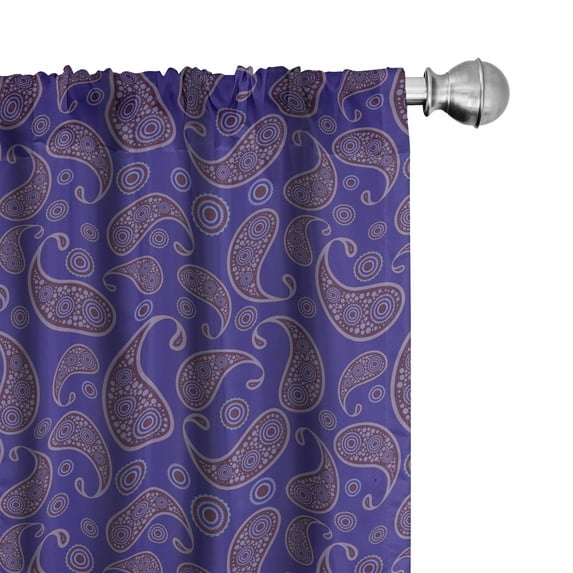 Ambesonne Paisley 4-Panel Curtains, Oriental Persian Culture, 56"x63", Blue Violet Purple