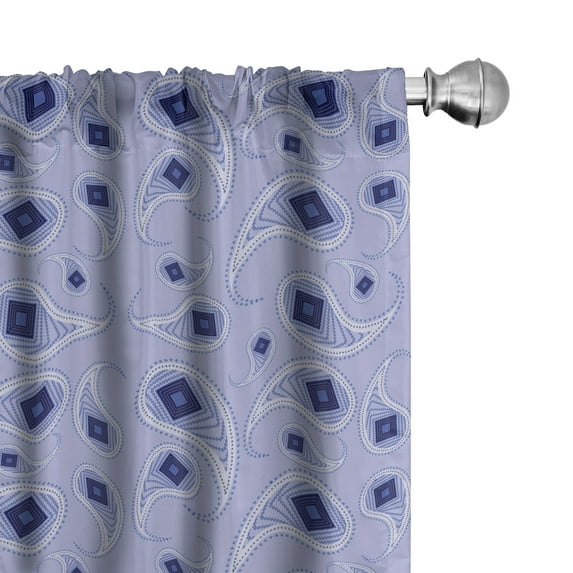 Ambesonne Paisley Window Curtains, Repetitive Geometric Floral, Each 28" W x 84" L, Pale Ceil Blue Lavender