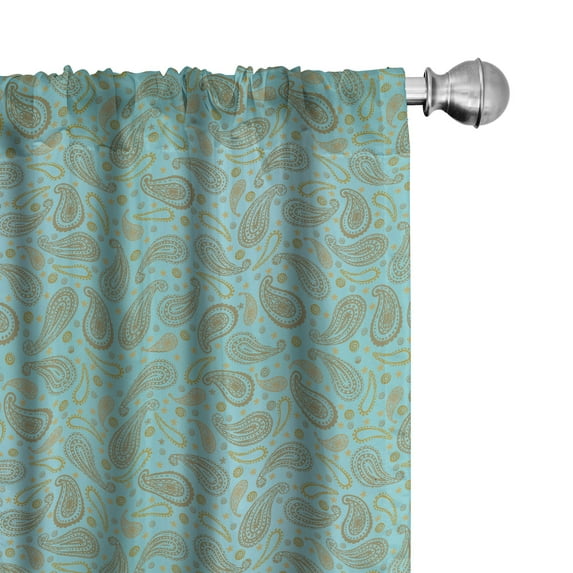 Ambesonne Paisley Window Curtains, Traditional Ottoman Boho, Each 28" W x 63" L, Turquoise Sepia and Cocoa