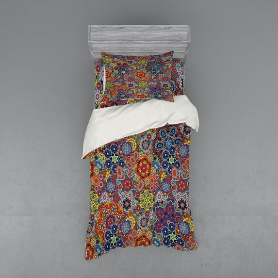 Ambesonne Paisley Bedding Set 3 Pcs, Combined Nested Paisley, Twin XL, Multicolor