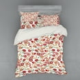 thumbnail image 1 of Ambesonne Paisley Bedding Set 4 Pcs, Style Rose Motif, Queen, Pale Pink Red, 1 of 2