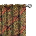 thumbnail image 1 of Ambesonne Paisley Curtains, Art Deco Oriental Flowers, Pair of 28"x63", Reseda Green Orange, 1 of 5