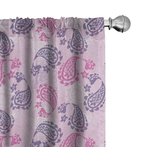 Ambesonne Paisley Curtains, Art Effects, Pair of 28"x84", Fuchsia Lilac