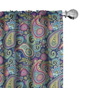 Ambesonne Paisley Curtains, Bohem Colorful, Pair of 28"x63", Multicolor