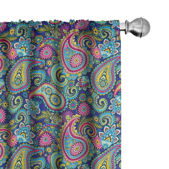 Ambesonne Paisley Curtains, Bohem Colorful, Pair of 28"x84", Multicolor