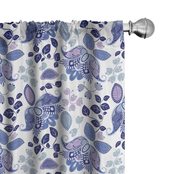 Ambesonne Paisley Curtains, Boho Pastel Leaves, Pair of 28"x95", Mauve Violet Blue