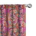 thumbnail image 1 of Ambesonne Paisley Curtains, Chaotic Floral Ornament, Pair of 28"x95", Vermilion and Hot Pink, 1 of 4