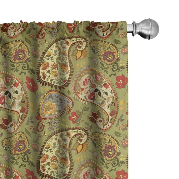 Ambesonne Paisley Curtains, Colorful Persian Style, Pair of 28"x95", Multicolor