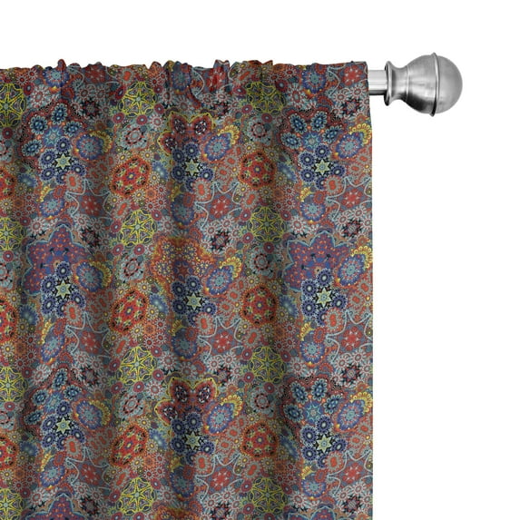 Ambesonne Paisley Curtains, Combined Nested Paisley, Pair of 28"x63", Multicolor