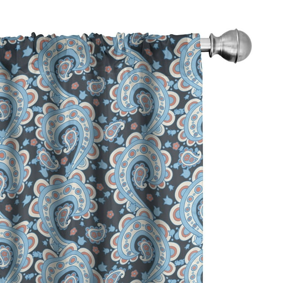 Ambesonne Paisley Curtains, Medieval Floral, Pair of 28"x84", Multicolor
