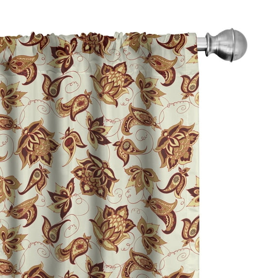 Ambesonne Paisley Curtains, Motif, Pair of 28"x63", Pale Coffee